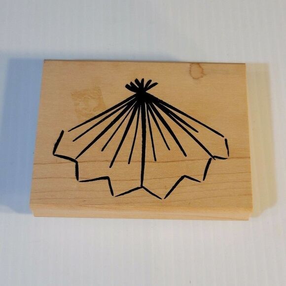 NEW Asian Fan or Teepee Rubber Stamp Denami Design Large Unused Vintage - Picture 1 of 5